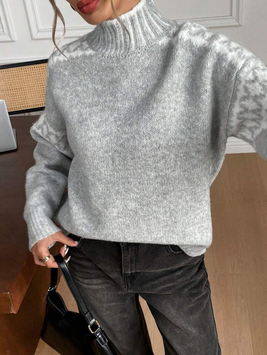Women's Oversized Mock Neck Pullover Sweater