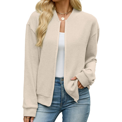 Women's Oversized Zip Up Jacket Casual Long Sleeve