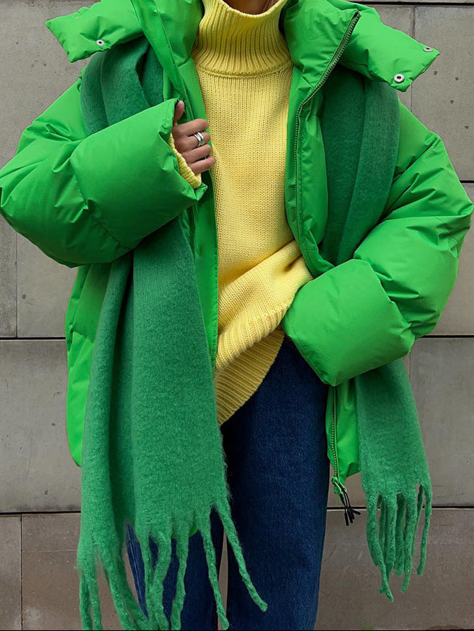 Women's Oversized Cropped Puffer Jacket Thick Winter Coat