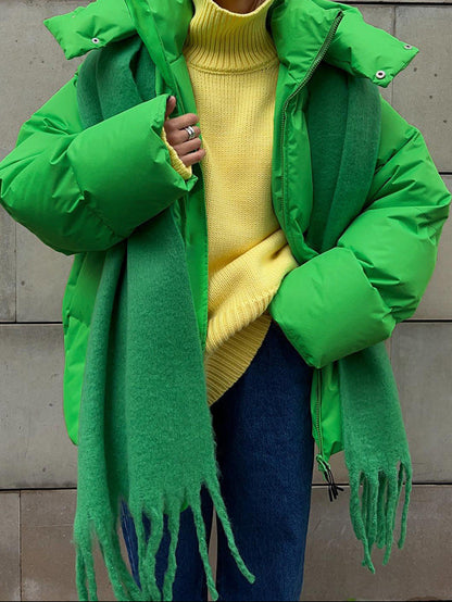 Women's Oversized Cropped Puffer Jacket Thick Winter Coat