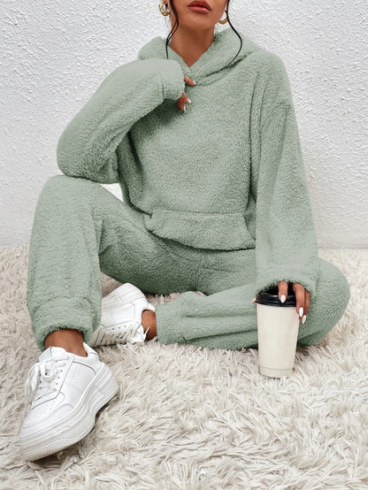 Women's Sherpa Hoodie Jogger Lounge Set