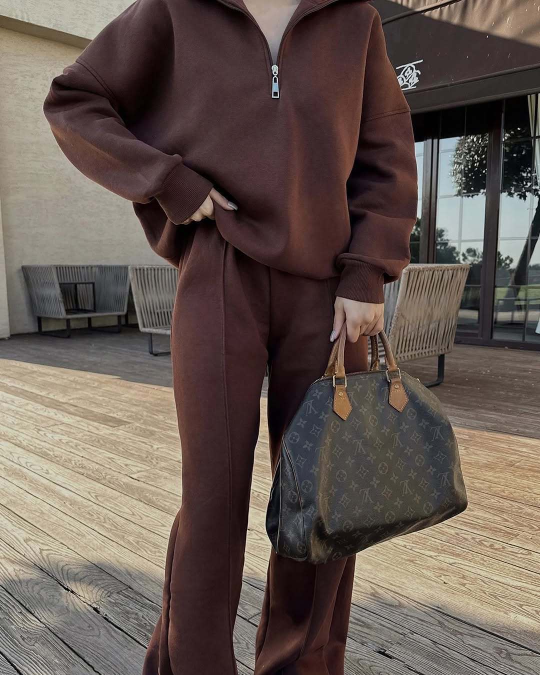 Women's Oversized Half Zip Sweatshirt Wide Leg Pants Set