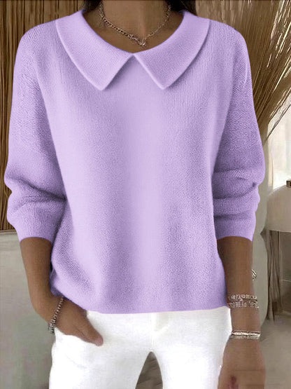Women's Peter Pan Collar Long Sleeve Loose Casual Pullover