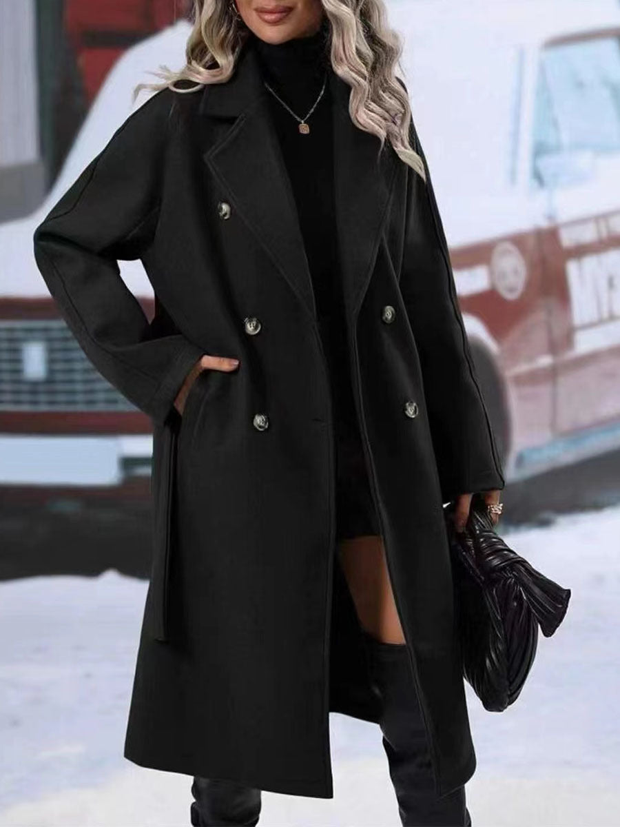 Women's Oversized Long Belted Double Breasted Winter Coat