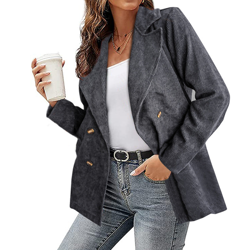 Women's Corduroy Blazer Oversized Casual Jacket