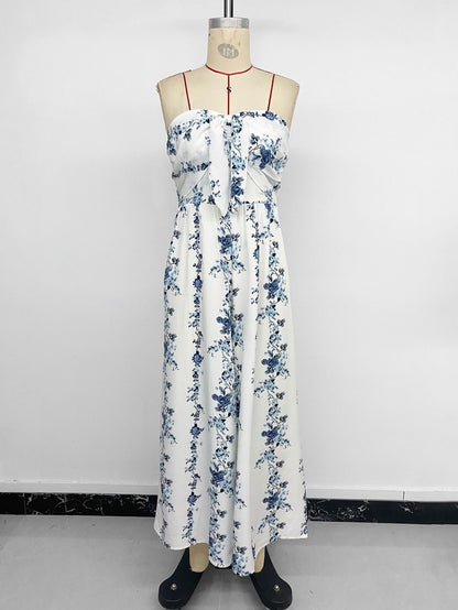 Floral Strapless Wide Leg Jumpsuit Resort Outfit