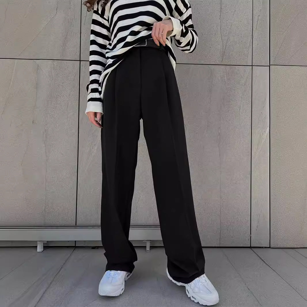 Women's High Waist Pleated Straight Leg Tailored Pants