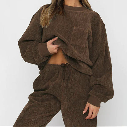 Women's Oversized Corduroy Matching Set Sweatshirt Joggers