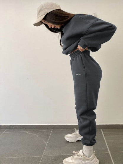 Women's Embroidered Sweatsuit Jogger Two Piece Set