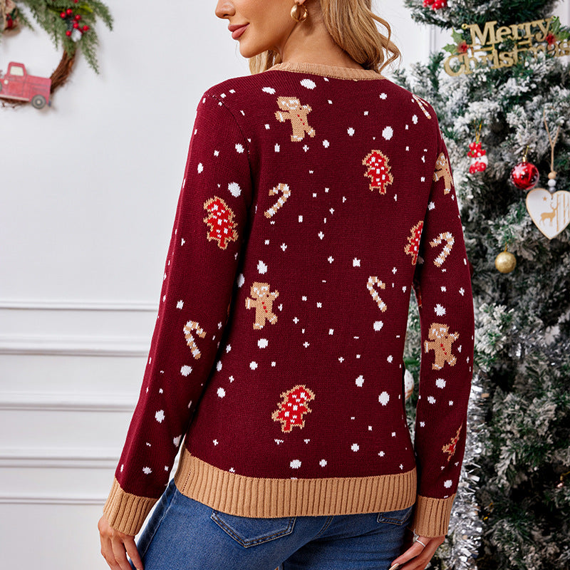 Gingerbread Christmas Sweater Holiday Knit Pullover