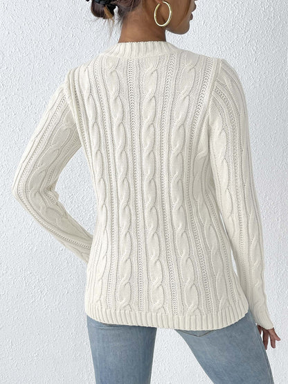 Crochet Flower Cable Knit Sweater | Cozy Fall/Winter Top