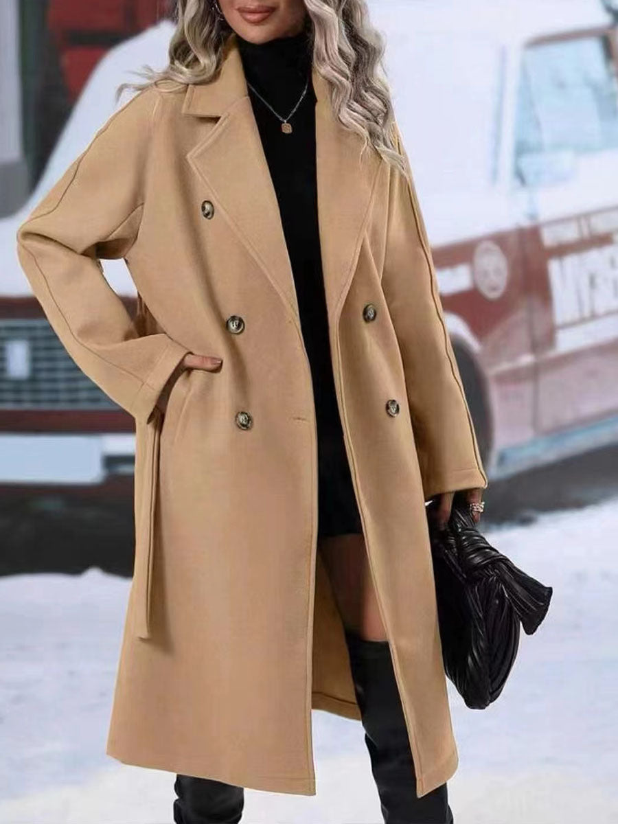 Women's Oversized Long Belted Double Breasted Winter Coat