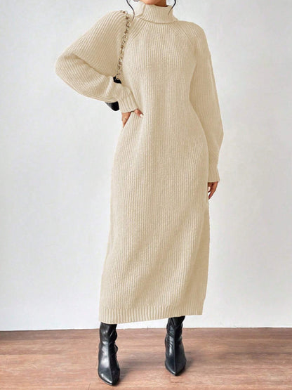 Ribbed Turtleneck Maxi Sweater Dress