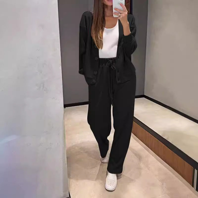 Women's Soft Cotton Cardigan & Pants Lounge Set
