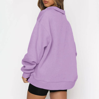 Oversized Half Zip Fleece Pullover Sweatshirt with Pocket