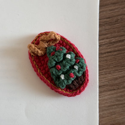 Handmade Crochet Xmas Hair Clips Holiday Barrettes Girls