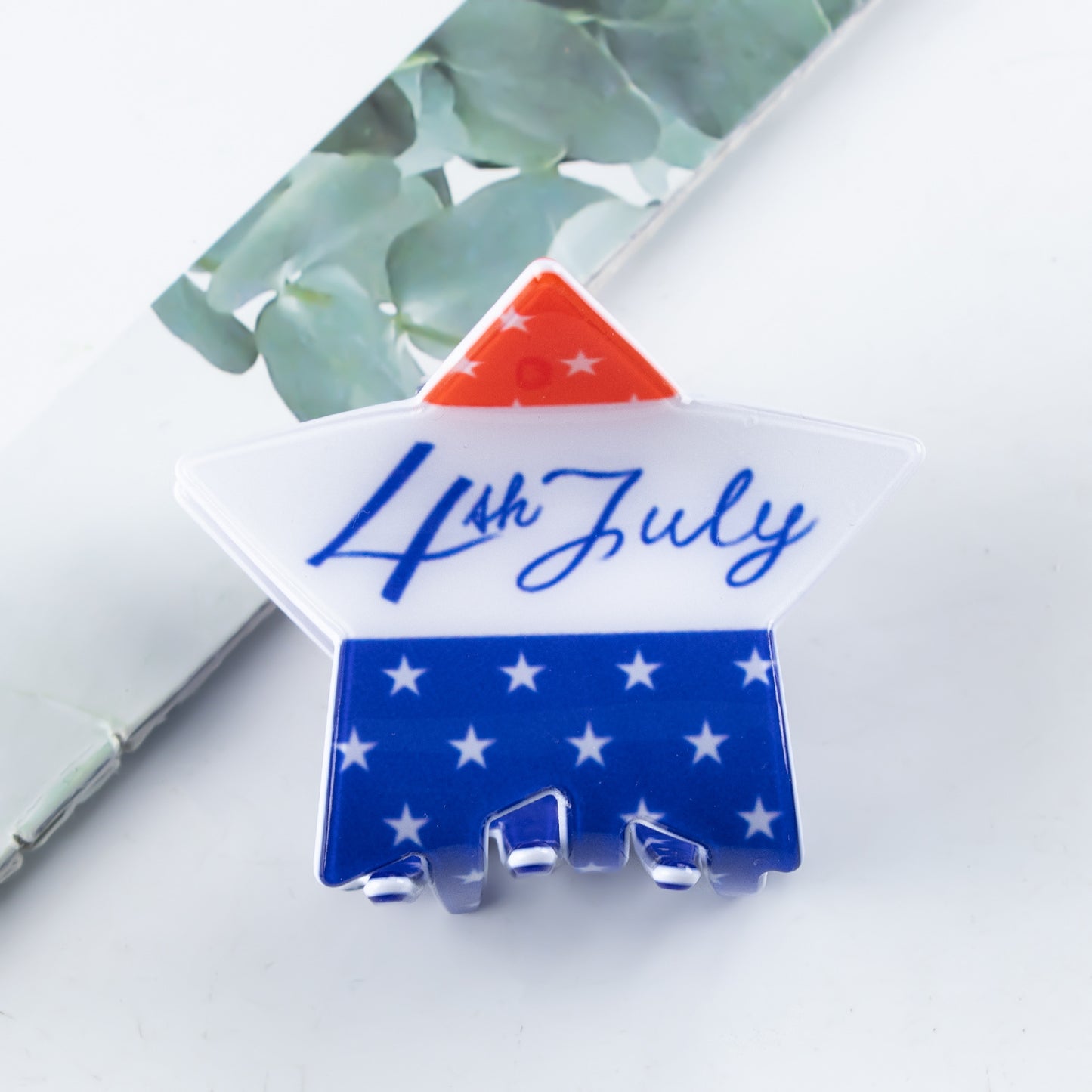 4th of July Star Hair Claw Clip Alligator Patriotic USA