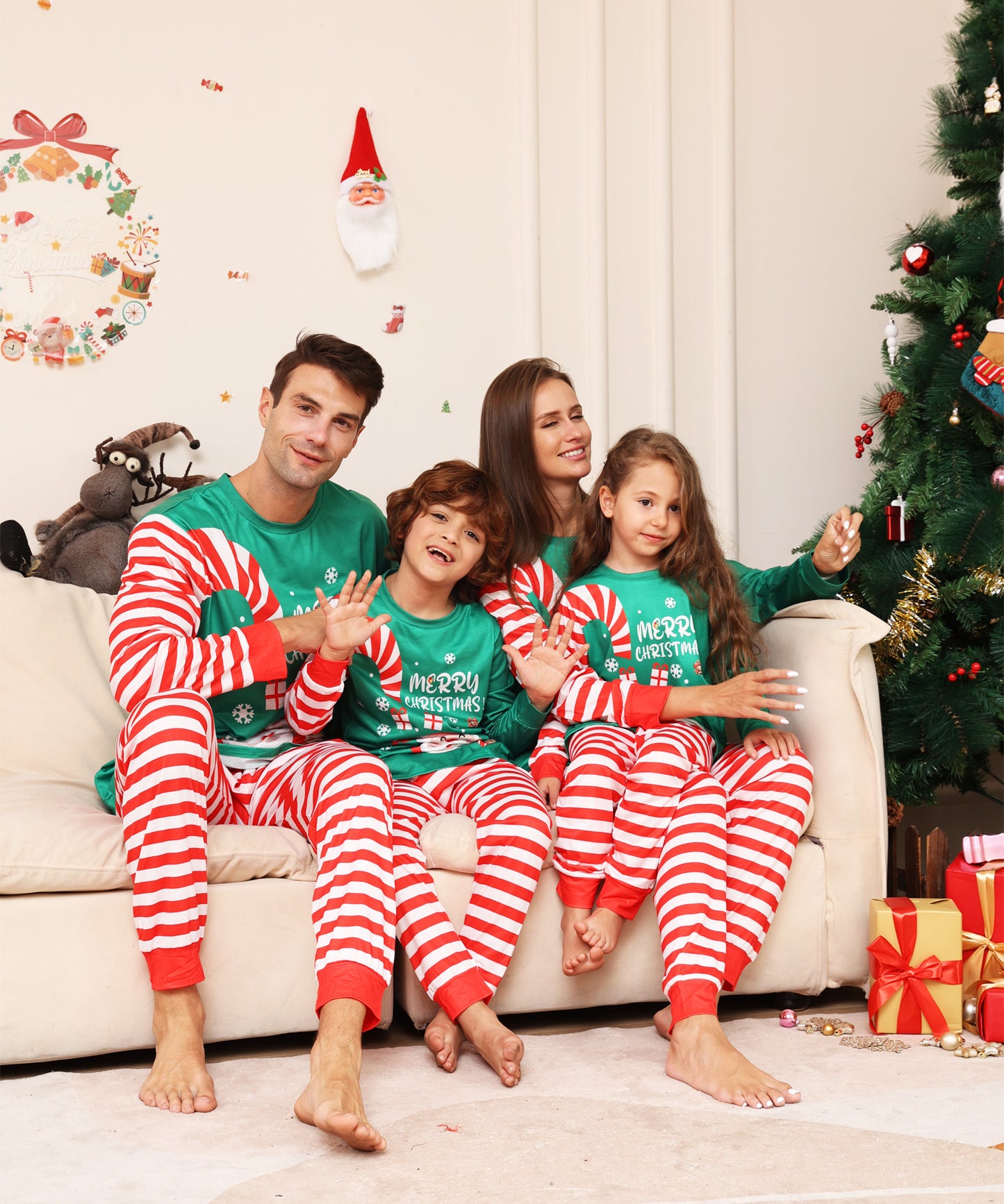 Santa Claus Deer Parent-Child Clothing Printed Loungewear Christmas Pajamas