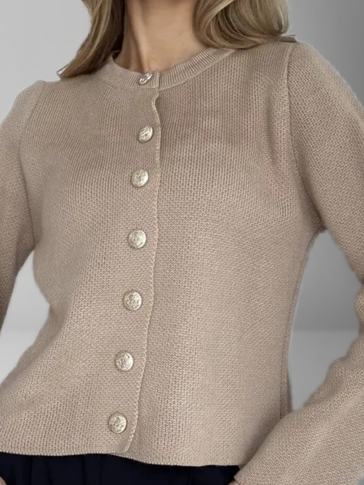 Women's Crew Neck Button Front Knit Cardigan Sweater