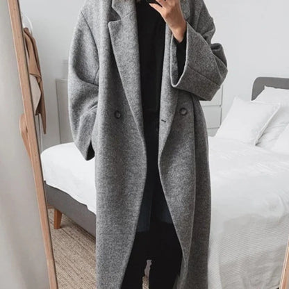Women's Oversized Long Wool Coat with Pockets