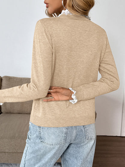 Women's Lace Collar Button Vintage Knit Sweater