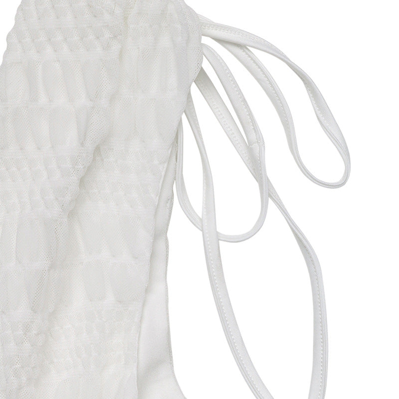 White Smocked V Neck Mini Dress Sleeveless Summer Style