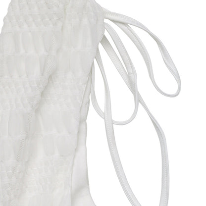 White Smocked V Neck Mini Dress Sleeveless Summer Style