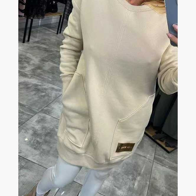 Women's Oversized Pocket Tunic Sweatshirt Long Sleeve
