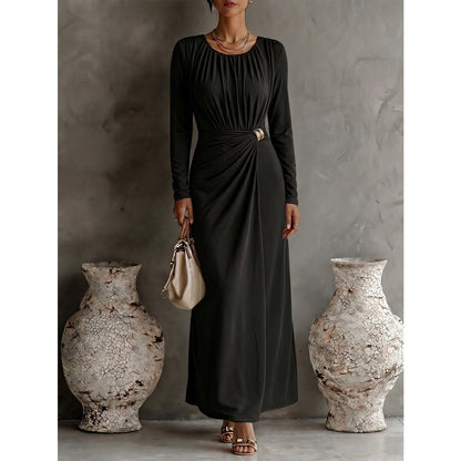 Ruched Long Sleeve Bodycon Maxi Evening Dress