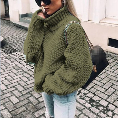Women's Chunky Oversized Turtleneck Batwing Sweater