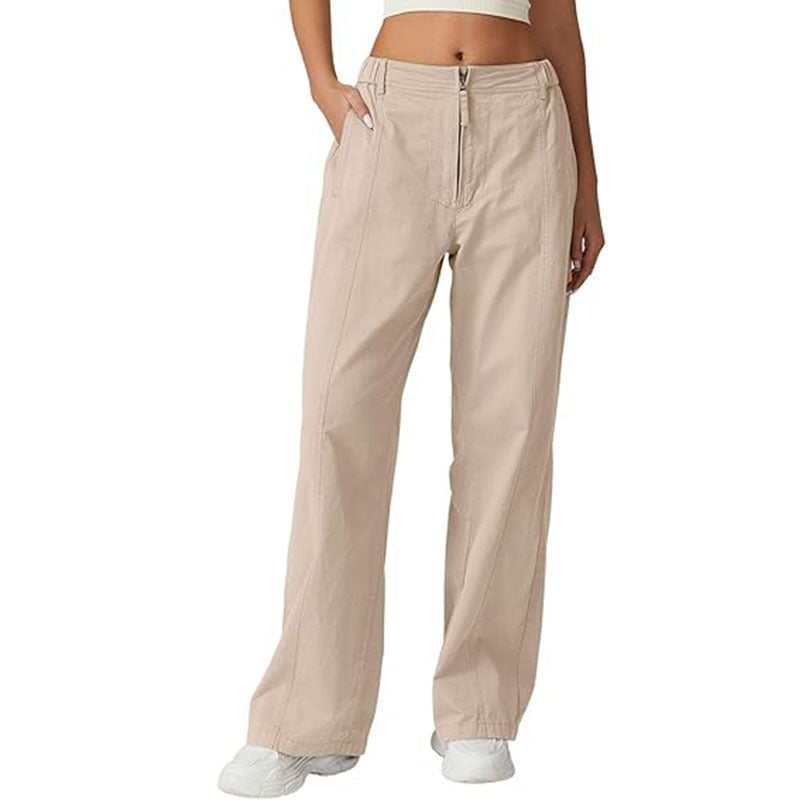 Women's High-Waisted Loose Straight-Leg Cargo Pants – Casual Streetwear
