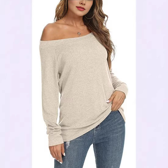 Women's Off Shoulder Long Sleeve Knit Sweater Top