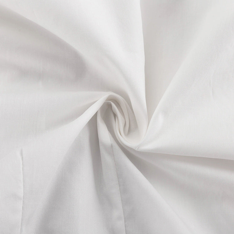 White Cotton Cinched Waist Asymmetric Button Down Shirt