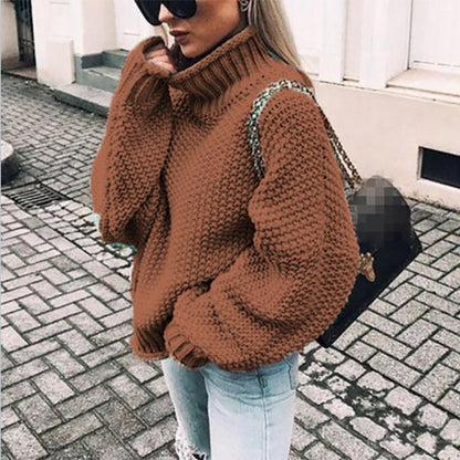 Women's Chunky Oversized Turtleneck Batwing Sweater