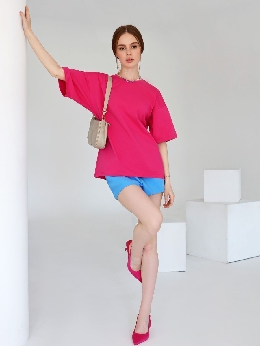 Solid Cotton T Shirt Loose Fit Crewneck Casual Top