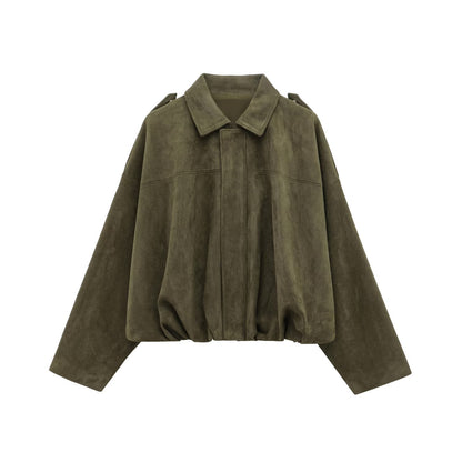 Women's Faux Suede Zip-Up Shirt Jacket