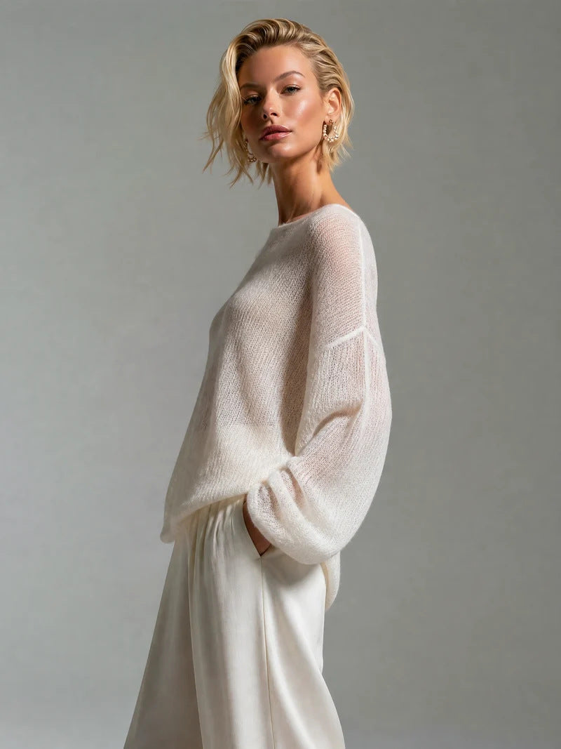Women's Oversized Bell Sleeve Lightweight Knit Sweater