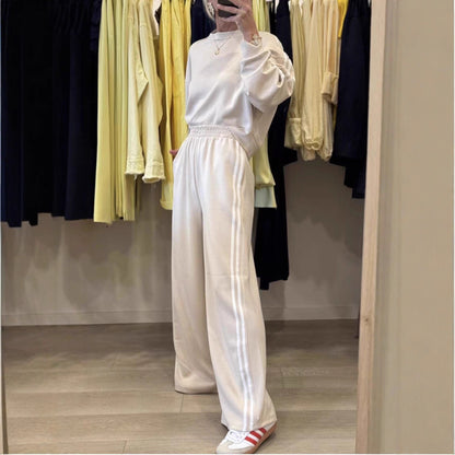 Womens Two Piece Side Stripe Sweatshirt Pants Set
