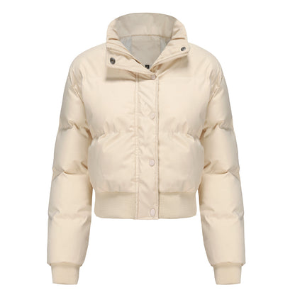 Women's Cropped Puffer Jacket High Neck Winter Coat