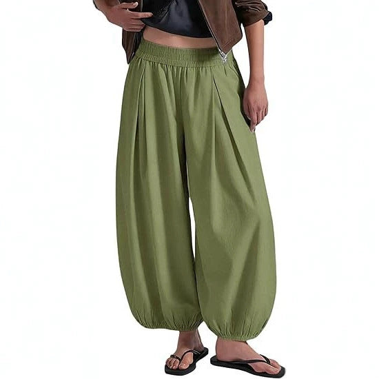 Women's Loose Wide Leg Pants Elastic Waist Casual Trousers