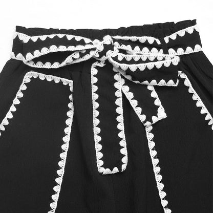 High Waist Wide Leg Drawstring Casual Pants