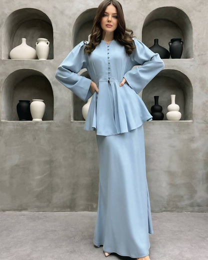 Women's Satin Two Piece Maxi Dress Set