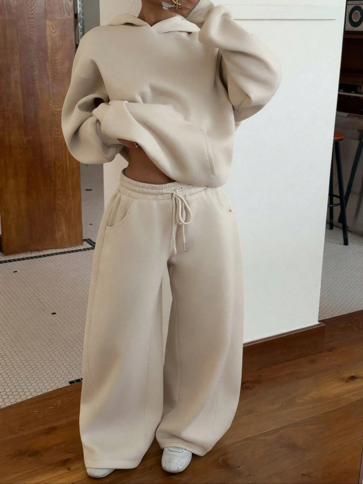 Women's Oversized Fleece Hoodie & Wide Leg Sweatpants Set