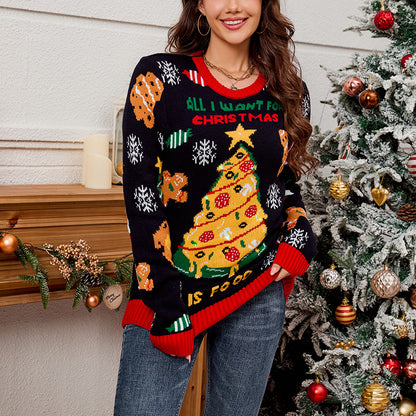 Christmas Tree Knit Sweater Holiday Pullover for Women