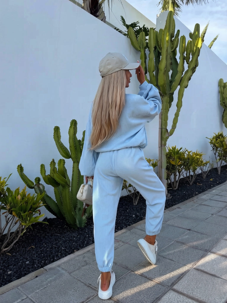 Women's Ribbed Lounge Sweatshirt Jogger Set