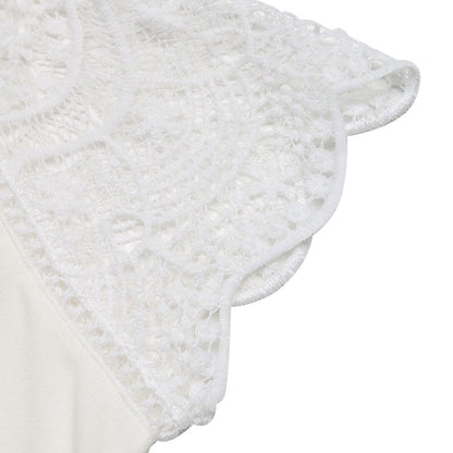 Women's V-Neck Lace Crochet Short Sleeve Top Summer Casual Boho Blouse