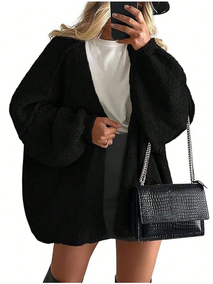 Women's Oversized Chunky Knit Open Front Cardigan Sweater