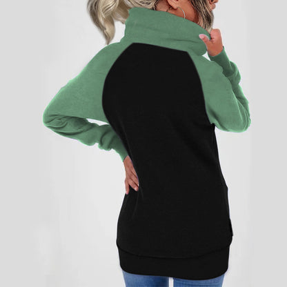 Women's Colorblock Fleece Zip Hoodie Oversized Plus Size