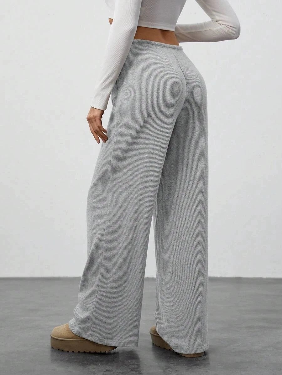 Women's Ribbed Drawstring Wide Leg Lounge Pants
