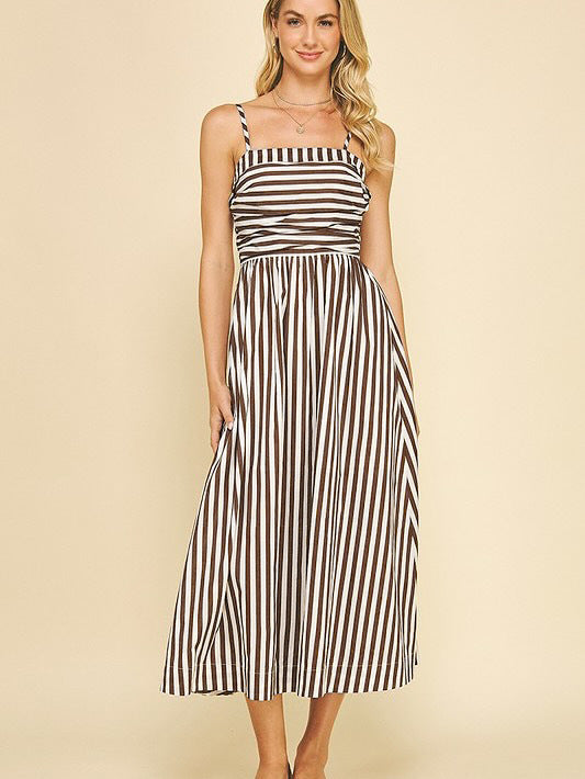 Striped Maxi Dress Smocked Spaghetti Strap Resort Dress